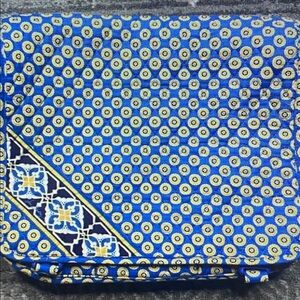 Vera Bradley Riviera Blue and Yellow Adjustable Strap Messenger Bag Front Flap